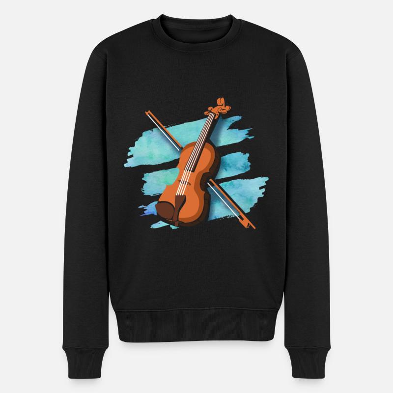 Musik Instrument Geige Violinist Geschenk - Männer Premium Bio Pullover - Schwarz
