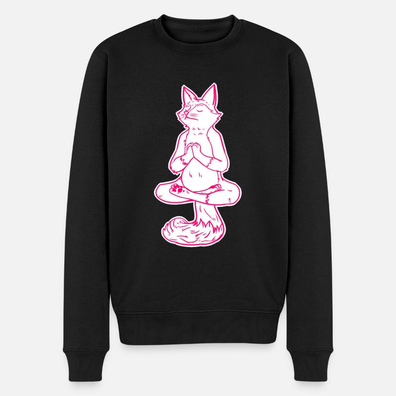 Meditieren Fuchs - Männer Premium Bio Pullover - Schwarz