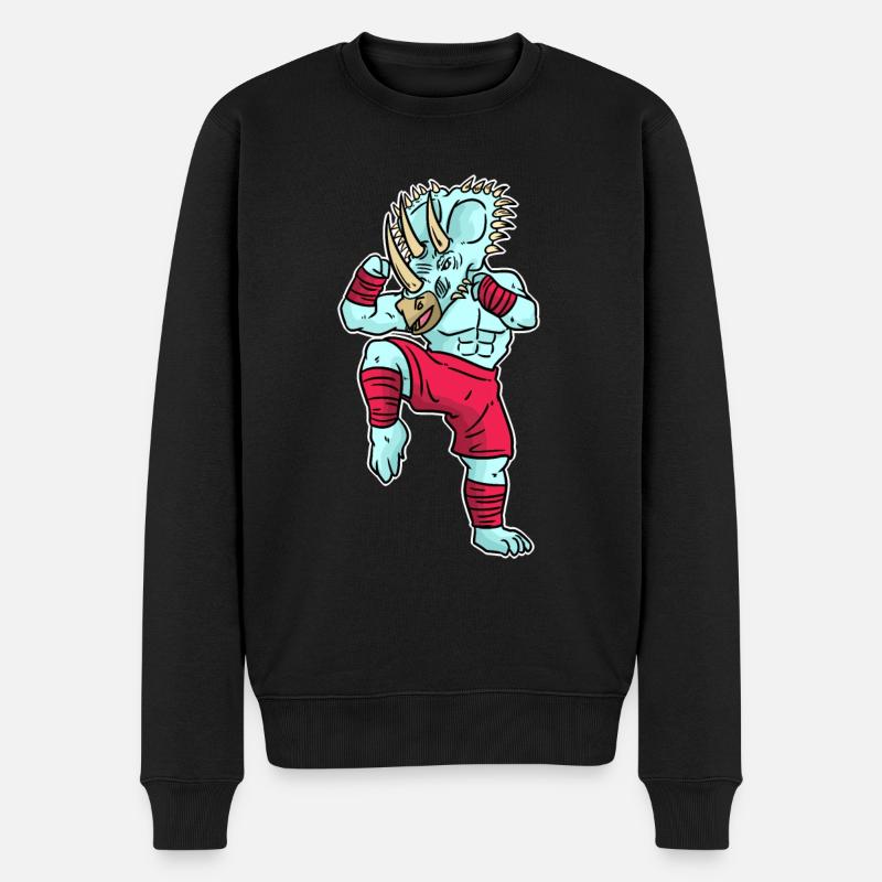 Triceratops Kickboxen - Männer Premium Bio Pullover - Schwarz