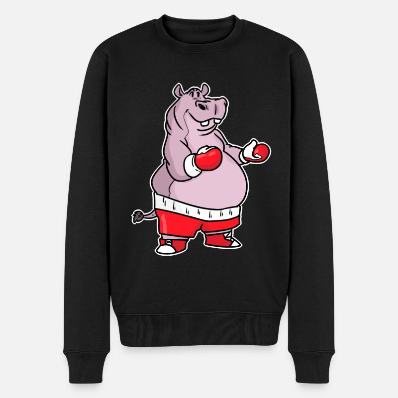 Nilpferd Boxen - Männer Premium Bio Pullover - Schwarz