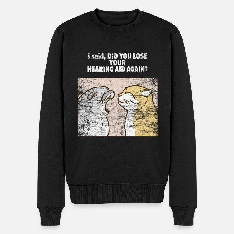 Katzen Hörgerät Hörgeräteakustiker Geschenk - Männer Premium Bio Pullover - Schwarz