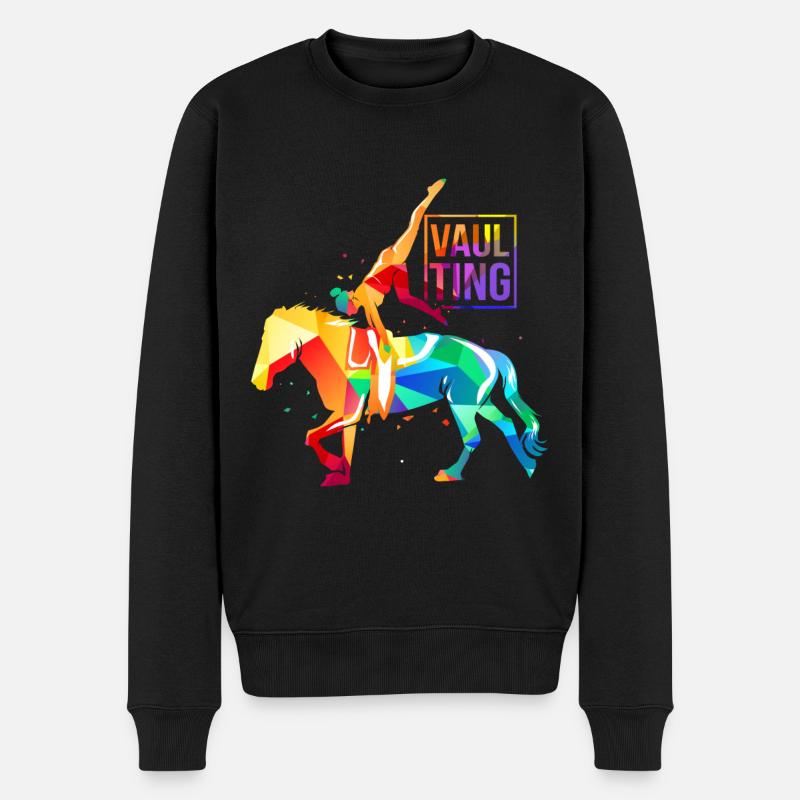 Pferd Voltigieren - Männer Premium Bio Pullover - Schwarz