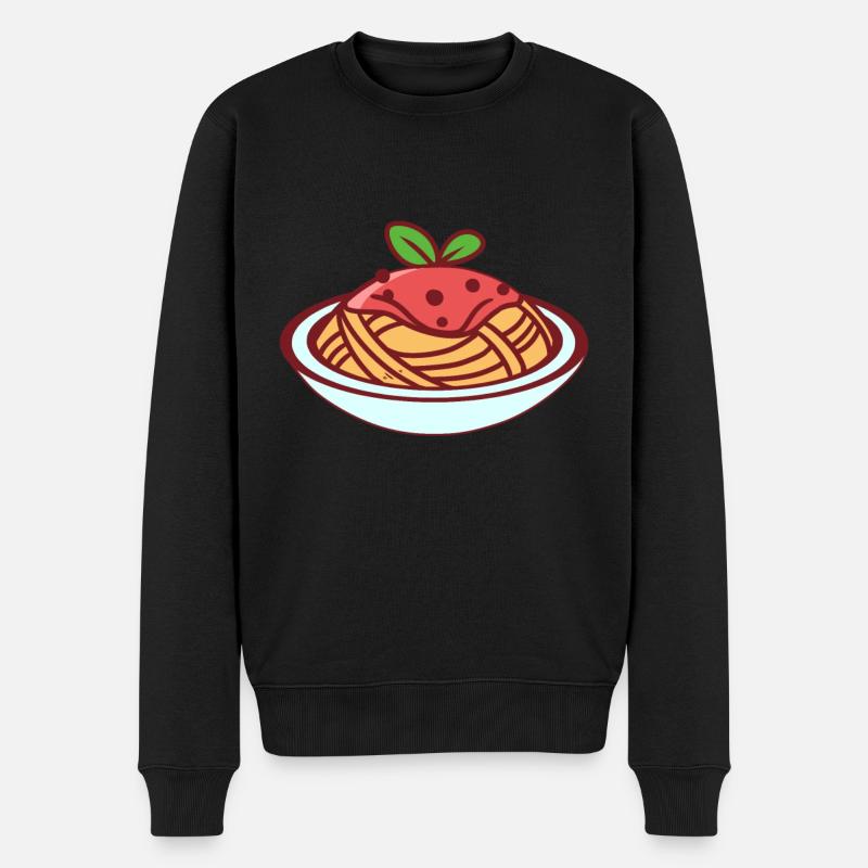 Spaghetti Nudeln - Männer Premium Bio Pullover - Schwarz