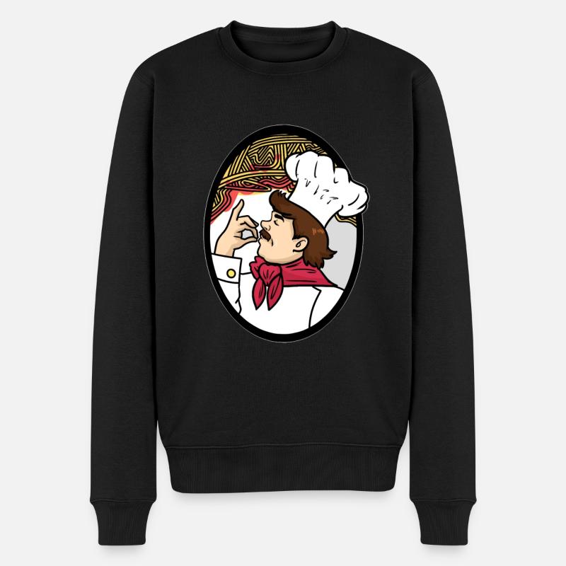 Spaghetti Küchenchef - Männer Premium Bio Pullover - Schwarz