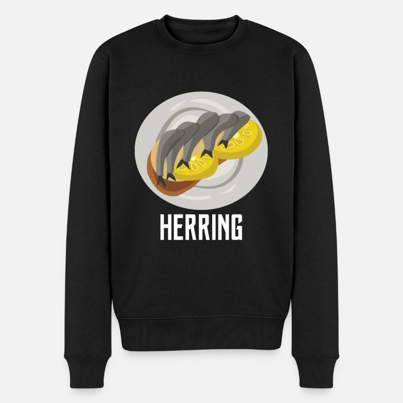 Hering Speisefische - Männer Premium Bio Pullover - Schwarz