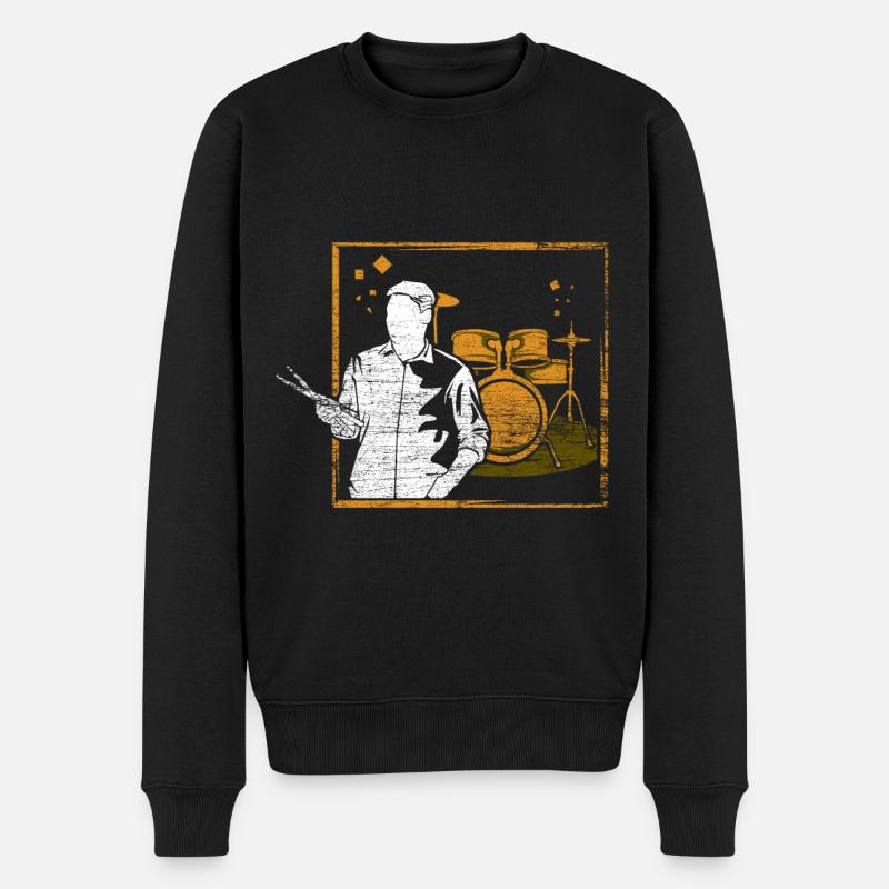 Schlagzeug Schlagzeuger Musik - Männer Premium Bio Pullover - Schwarz