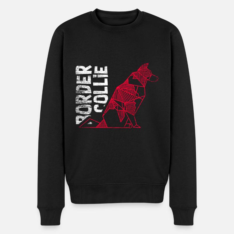Border Collie géométrique - Pull Premium bio Homme - noir