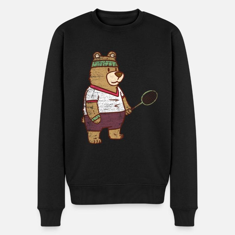 Speedminton Bär Geschenk - Männer Premium Bio Pullover - Schwarz