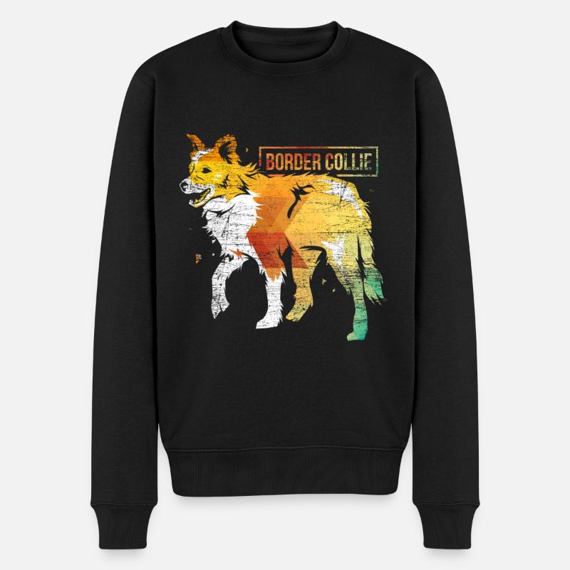 Border Collie polygon - Men's Premium Organic Jumper - black