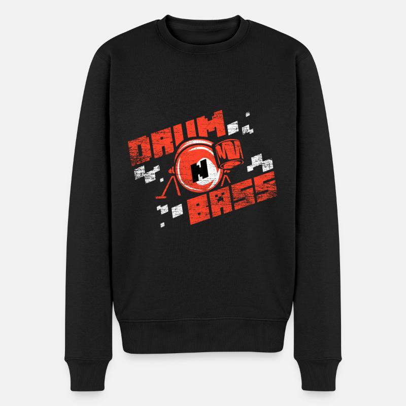 Drum n Bass Musiker Geschenk - Männer Premium Bio Pullover - Schwarz