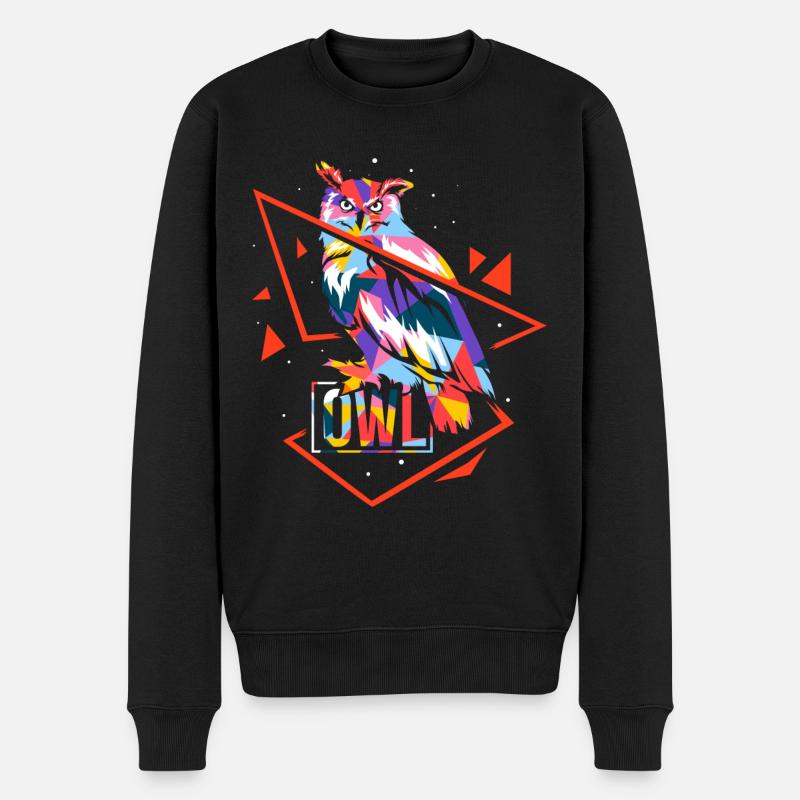 Polygon Eule - Männer Premium Bio Pullover - Schwarz