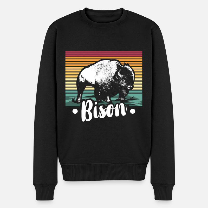 Bison - Männer Premium Bio Pullover - Schwarz