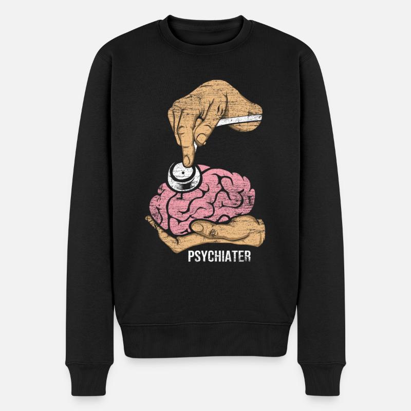 Psychiater Gehirn Geschenk - Männer Premium Bio Pullover - Schwarz
