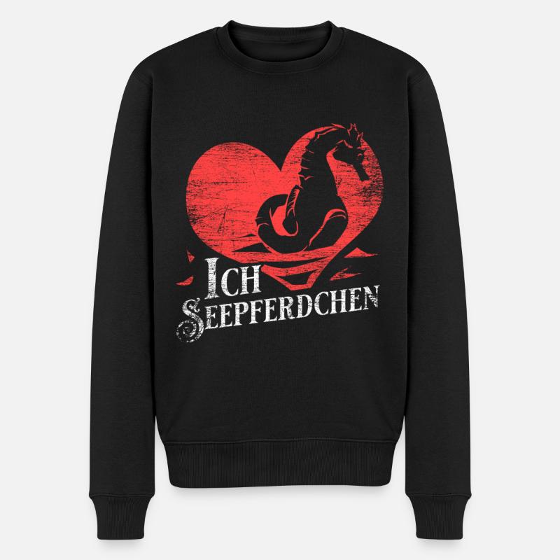 Seepferdchen Liebe Geschenk - Männer Premium Bio Pullover - Schwarz