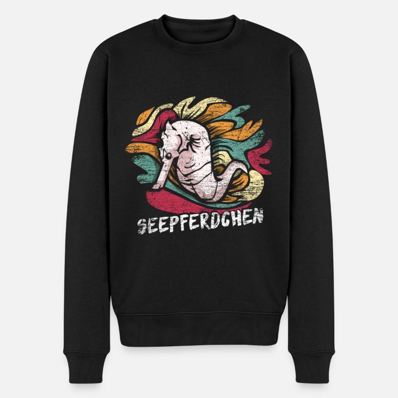Seepferdchen Geschenk - Männer Premium Bio Pullover - Schwarz