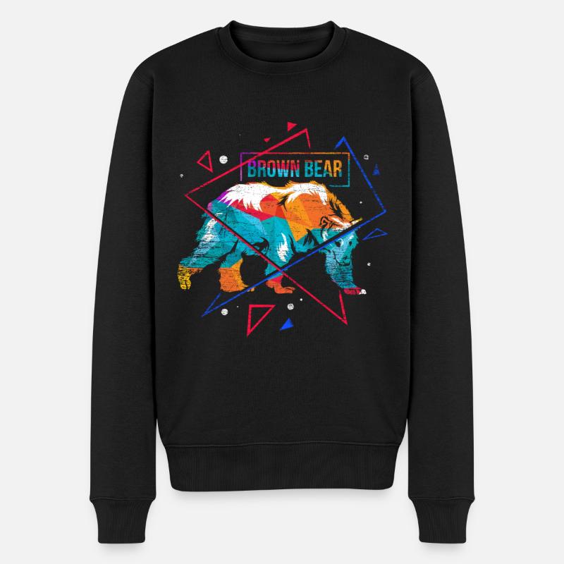 Polygone ours brun - Pull Premium bio Homme - noir