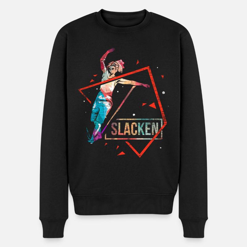 Slackline Polygon Geschenk - Männer Premium Bio Pullover - Schwarz