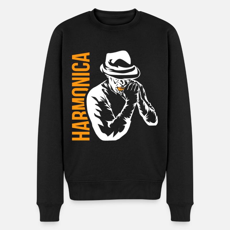 Mundharmonika - Männer Premium Bio Pullover - Schwarz