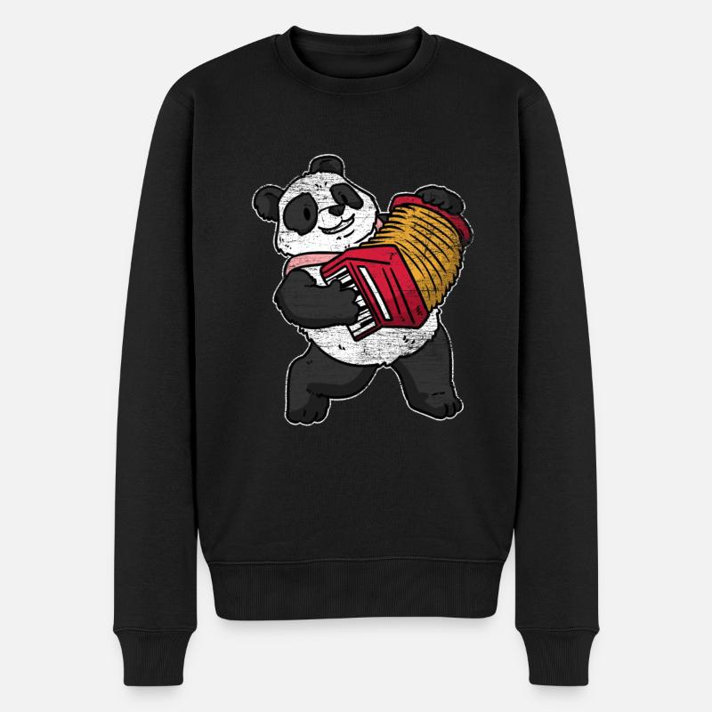 Akkordeon Panda - Männer Premium Bio Pullover - Schwarz