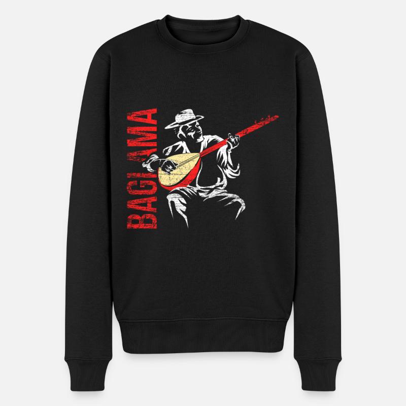 Baglama Geschenk - Männer Premium Bio Pullover - Schwarz