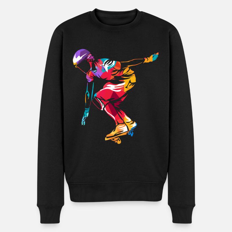 Waveboarden Polygon - Männer Premium Bio Pullover - Schwarz