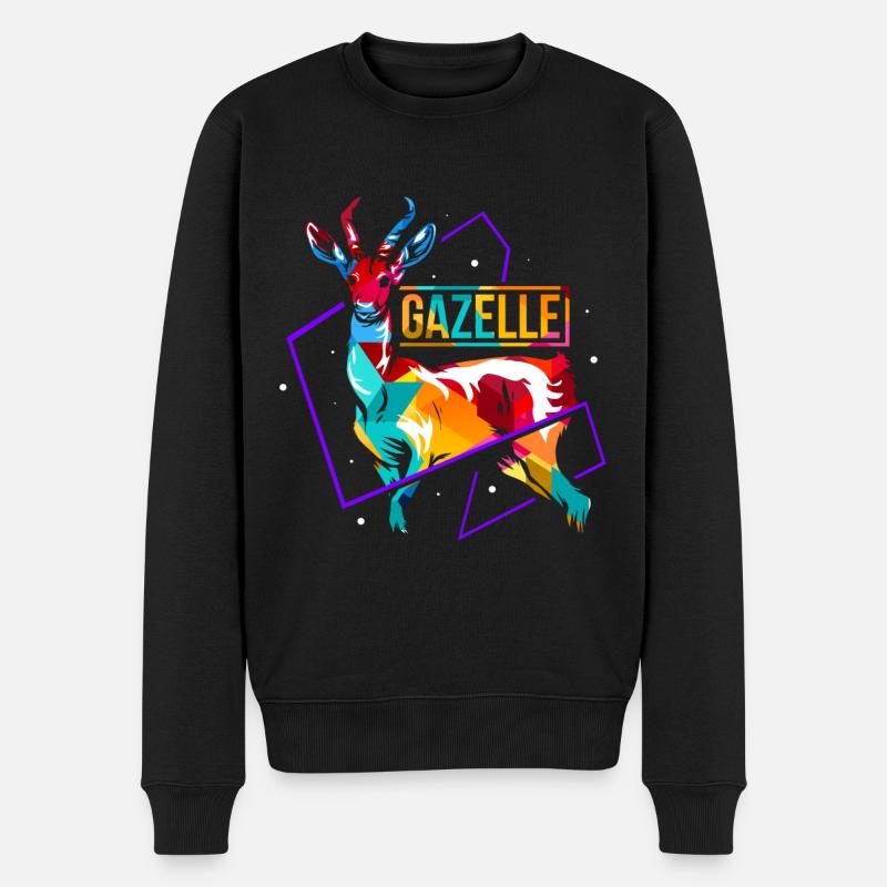 Gazelle Polygon - Männer Premium Bio Pullover - Schwarz