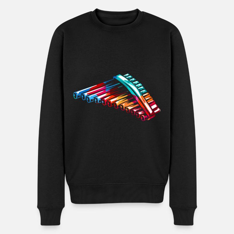 Panflöte - Männer Premium Bio Pullover - Schwarz