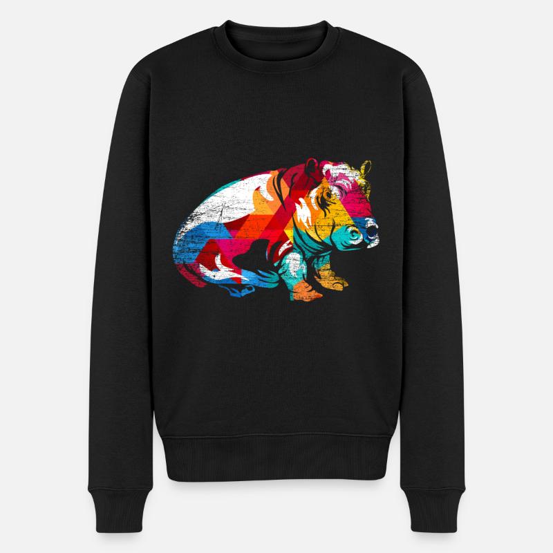 Nilpferd - Männer Premium Bio Pullover - Schwarz