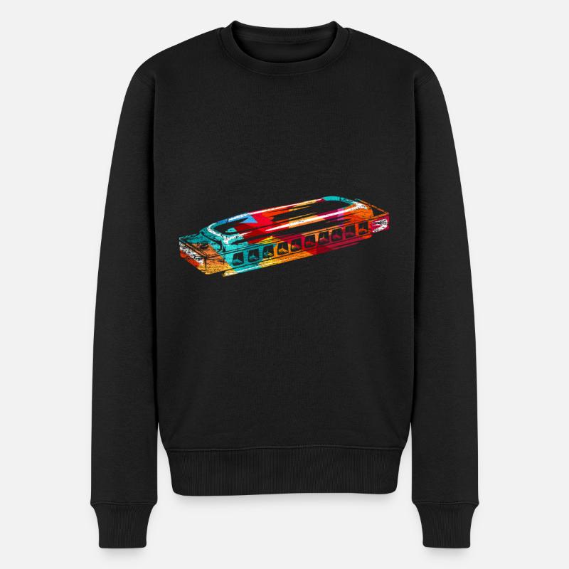 Mundharmonika Geschenk - Männer Premium Bio Pullover - Schwarz