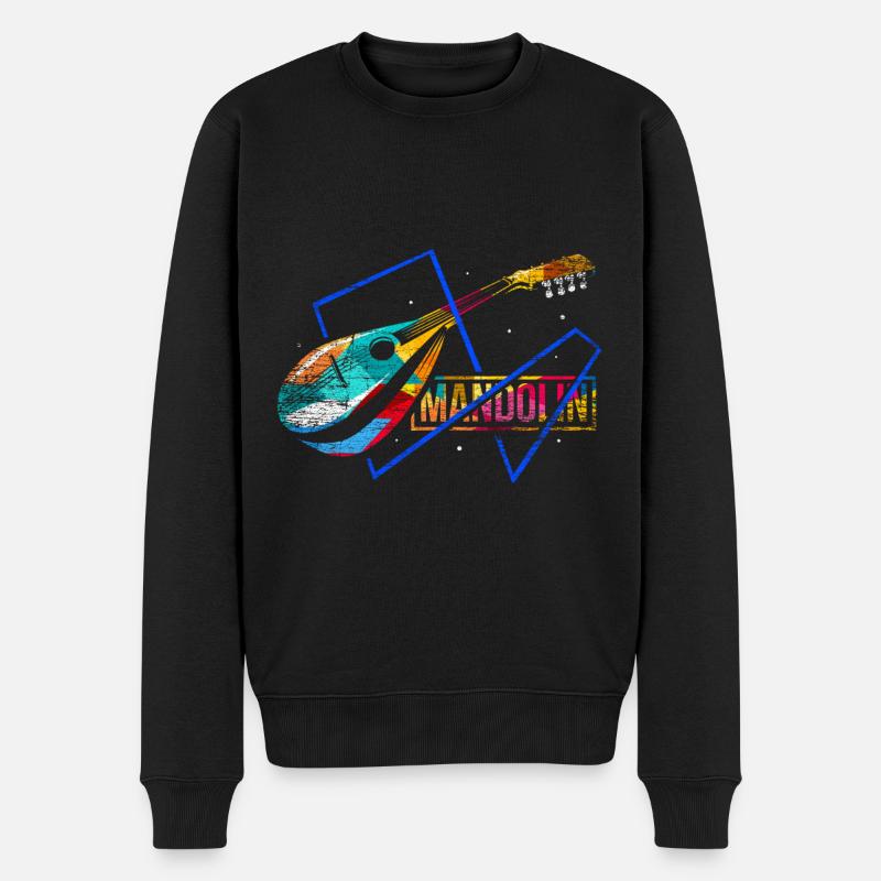 Mandoline Polygon Geschenk - Männer Premium Bio Pullover - Schwarz
