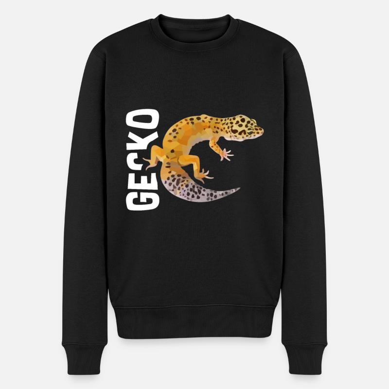 Gecko - Männer Premium Bio Pullover - Schwarz