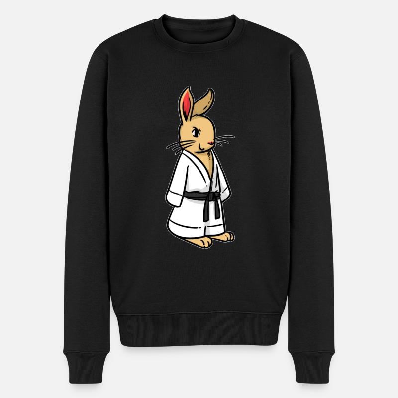 Kudo Kaninchen - Männer Premium Bio Pullover - Schwarz