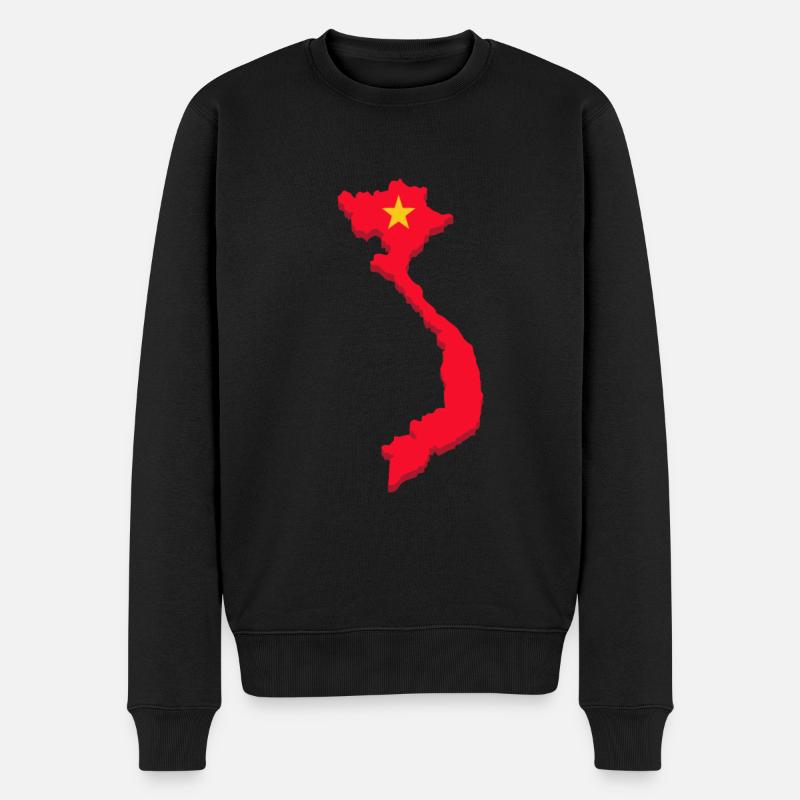 Vietnam - Männer Premium Bio Pullover - Schwarz