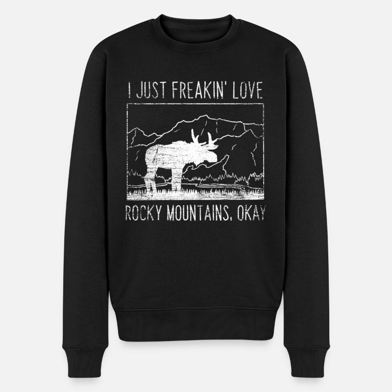 Rocky Mountains Geschenk - Männer Premium Bio Pullover - Schwarz