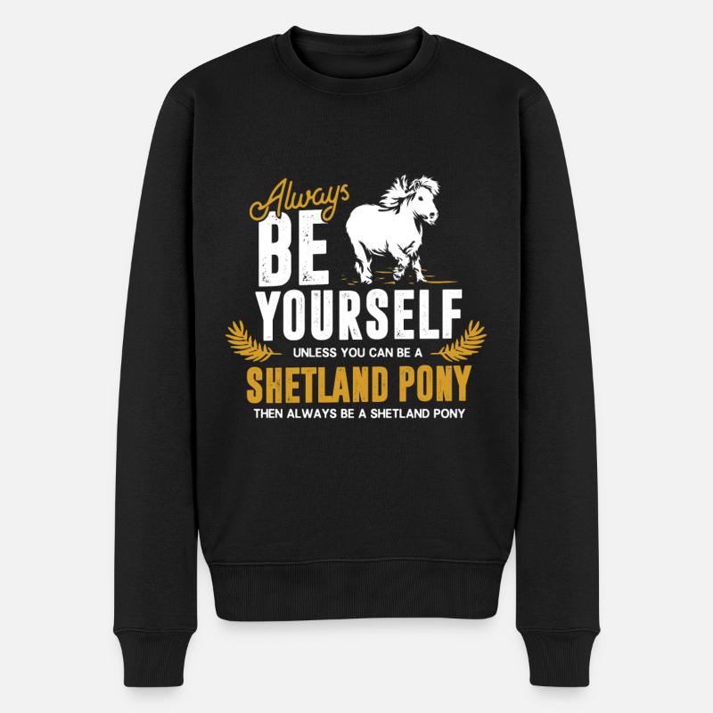 poney Shetland - Pull Premium bio Homme - noir