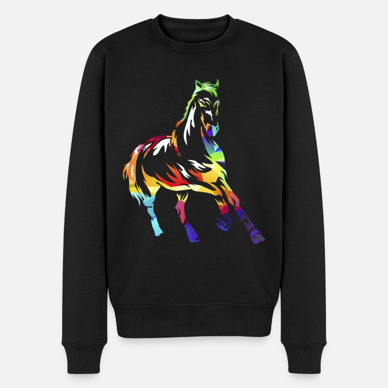 Holsteiner Pferd - Männer Premium Bio Pullover - Schwarz
