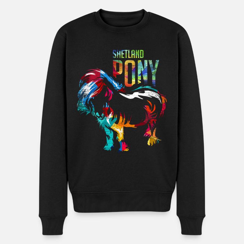 Cheval poney Shetland - Pull Premium bio Homme - noir