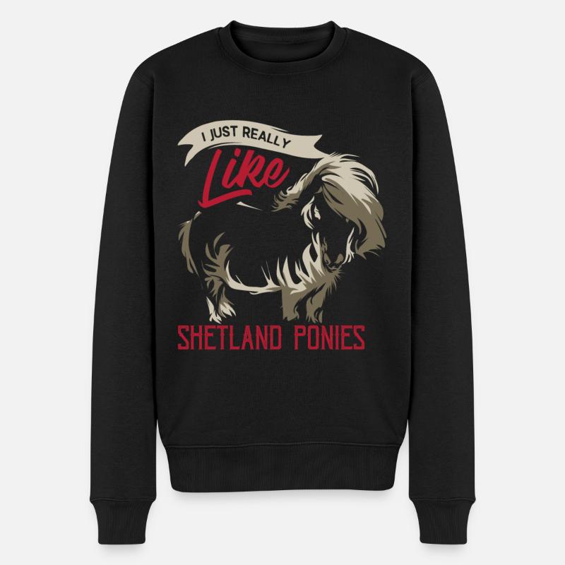 Shetlandpony - Männer Premium Bio Pullover - Schwarz
