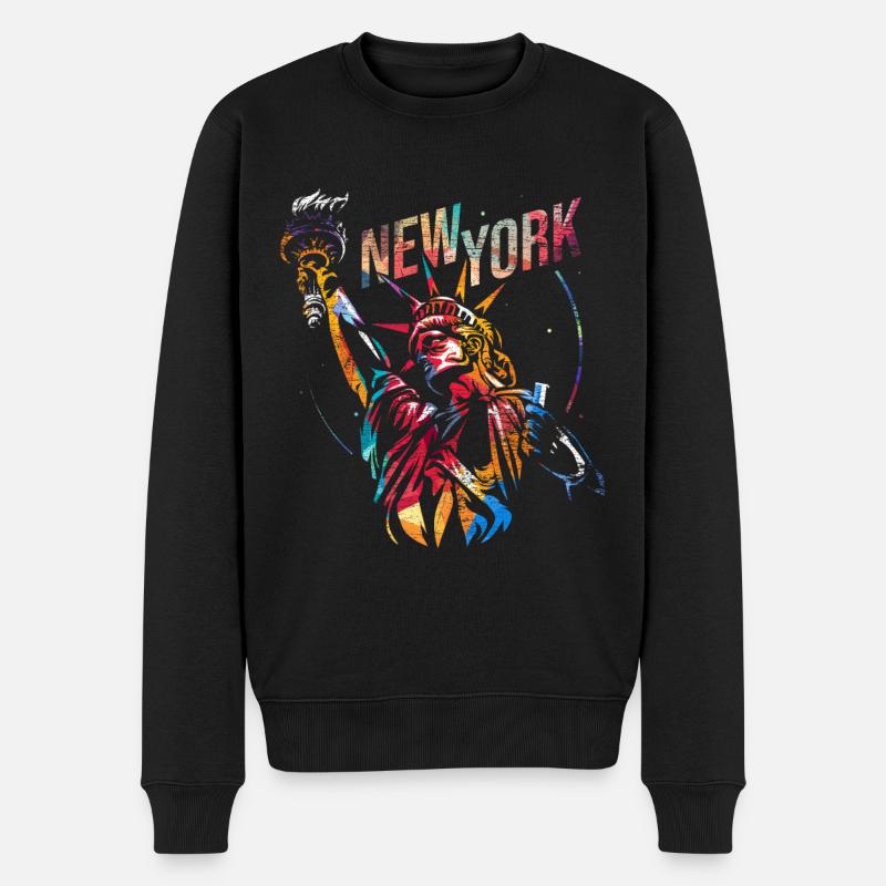 New Yorker Freiheitsstatue - Männer Premium Bio Pullover - Schwarz