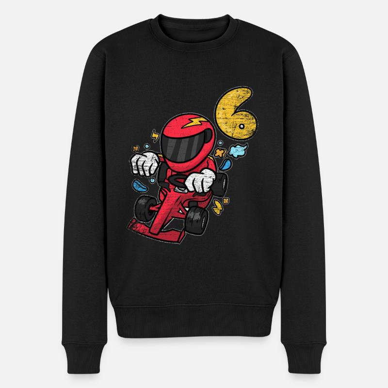 6. Geburtstag Rennauto Rennfahrer - Männer Premium Bio Pullover - Schwarz
