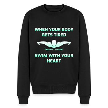 Schwimmen Schwimmen Schwimmer Geschenk - Männer Premium Bio Pullover - Schwarz - Vorne - Nico (187cm)