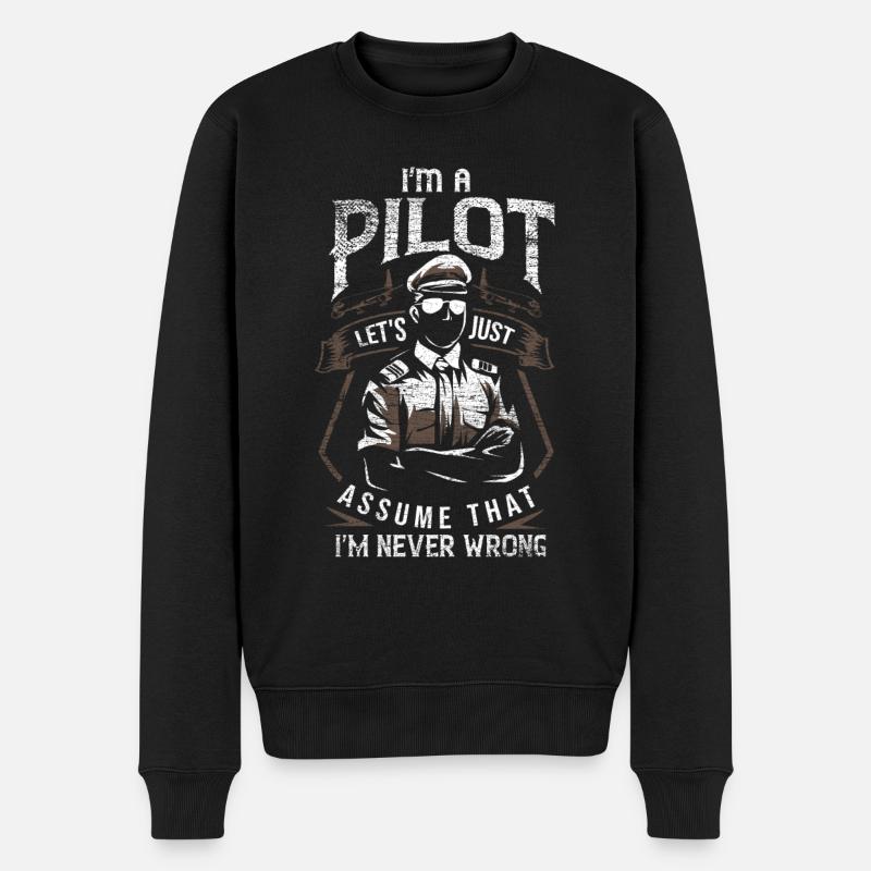 Flugzeug Pilot Spruch - Männer Premium Bio Pullover - Schwarz