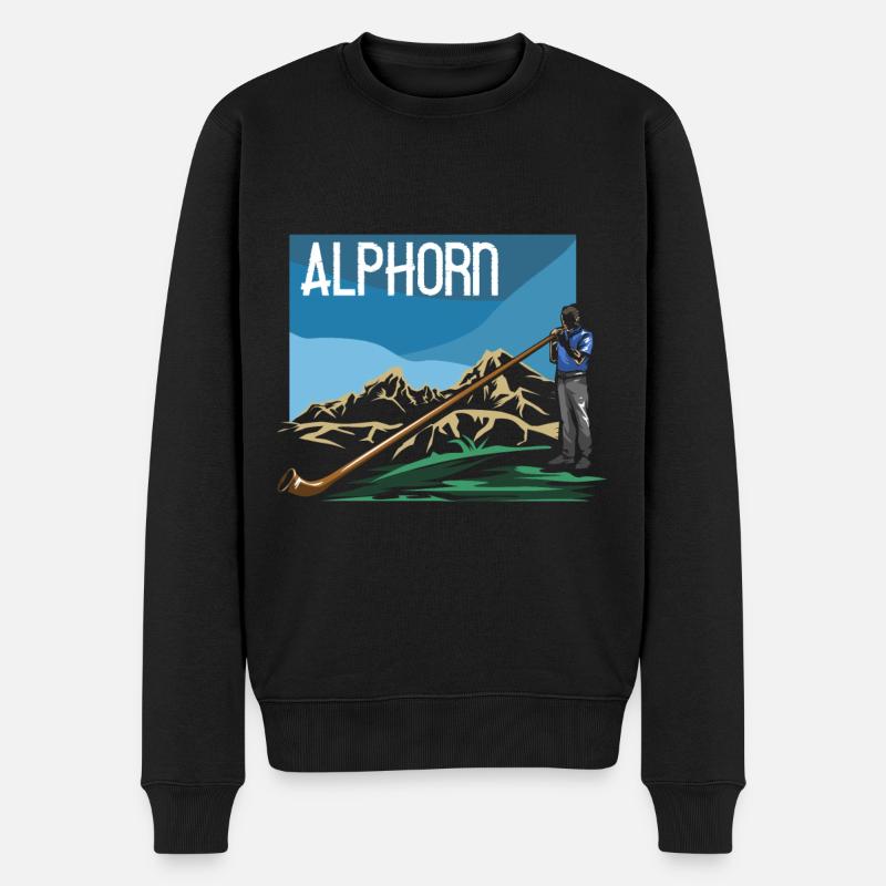 Alphorn - Männer Premium Bio Pullover - Schwarz