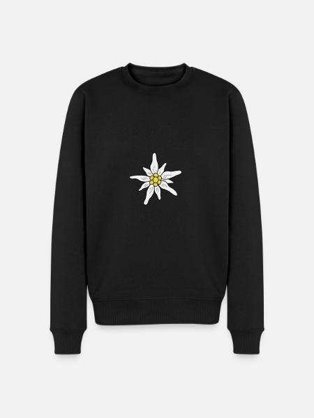 Edelweiss / mountain flower hand drawn - Men's Premium Organic Jumper - black