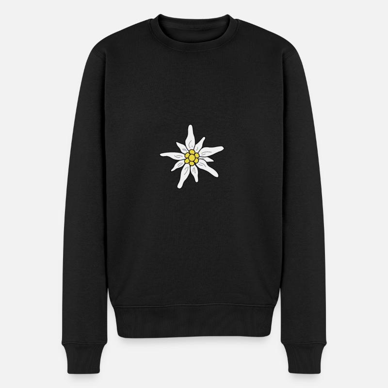 Edelweiss / fleur de montagne dessinés à la main - Pull Premium bio Homme - noir
