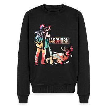Jagdhorn - Männer Premium Bio Pullover - Schwarz - Vorne - Nico (187cm)