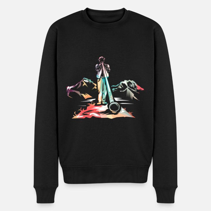 Alphorn Alpen - Männer Premium Bio Pullover - Schwarz