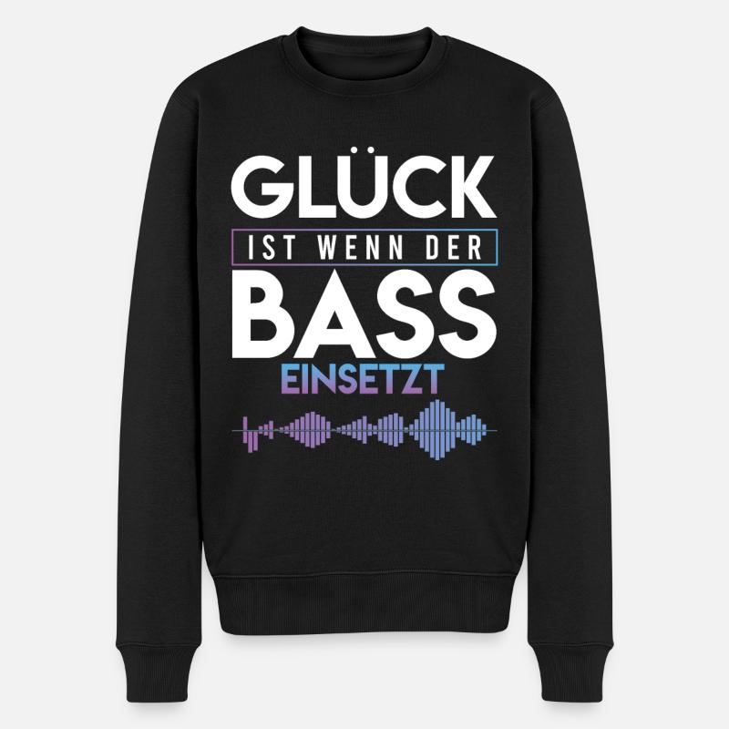 Glück ist wenn der Bass einsetzt Goa Techno Dubst - Männer Premium Bio Pullover - Schwarz