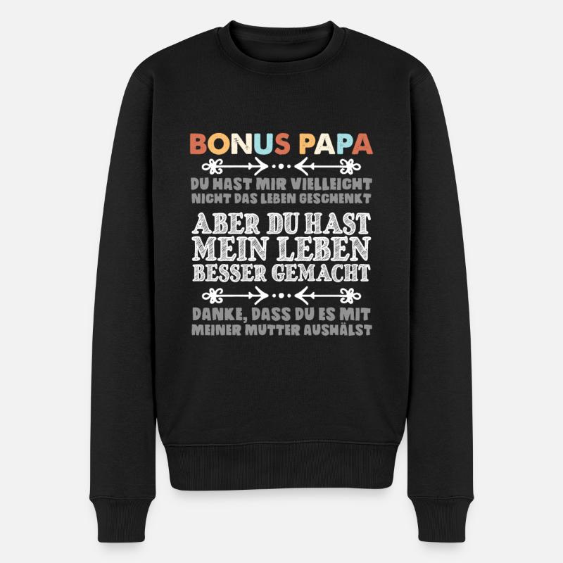 Geschenkidee für Bonuspapa Ziehpapa Stiefpapa - Männer Premium Bio Pullover - Schwarz