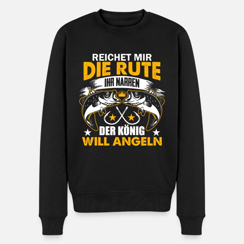 Reich mir die Rute der König will angeln Fischer A - Männer Premium Bio Pullover - Schwarz